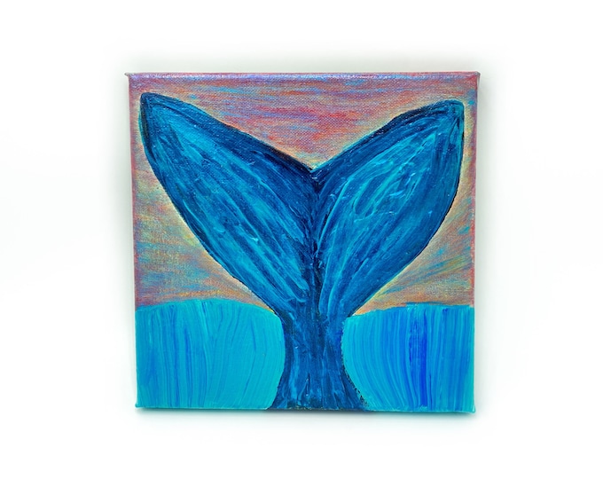 Whale Tail Painting - Kohola Fluke original painting - 8x8 inch cotton stretched canvas