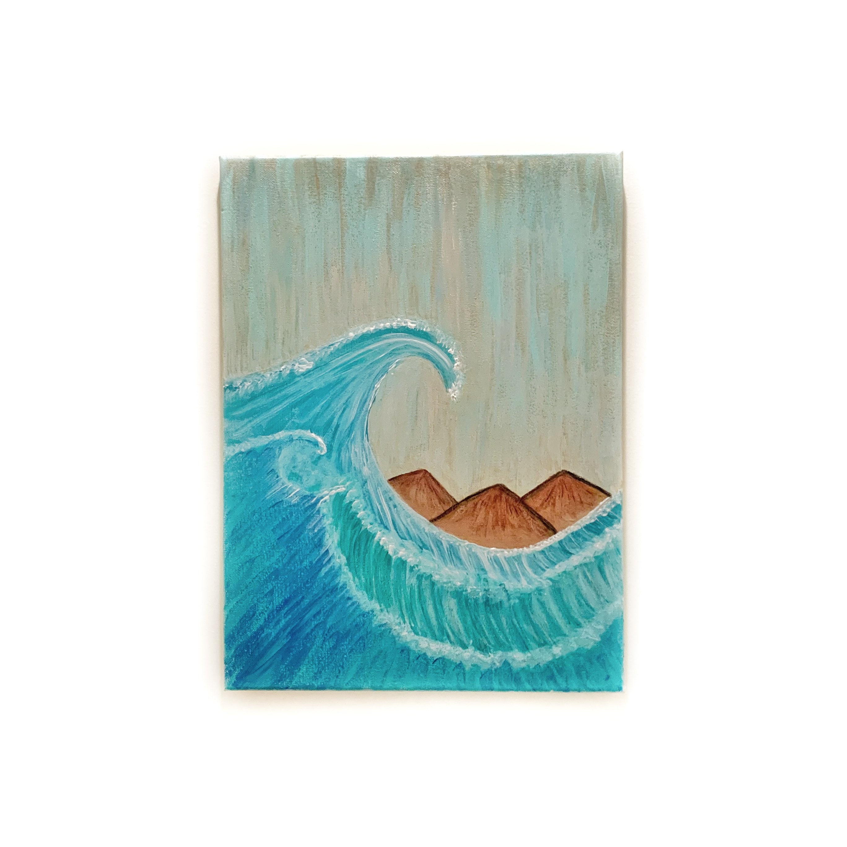 Whimsical Wave Painting - surf art - Maui art - wave wall art - Original  Acrylic Painting on 16x12” cotton stretched canvas