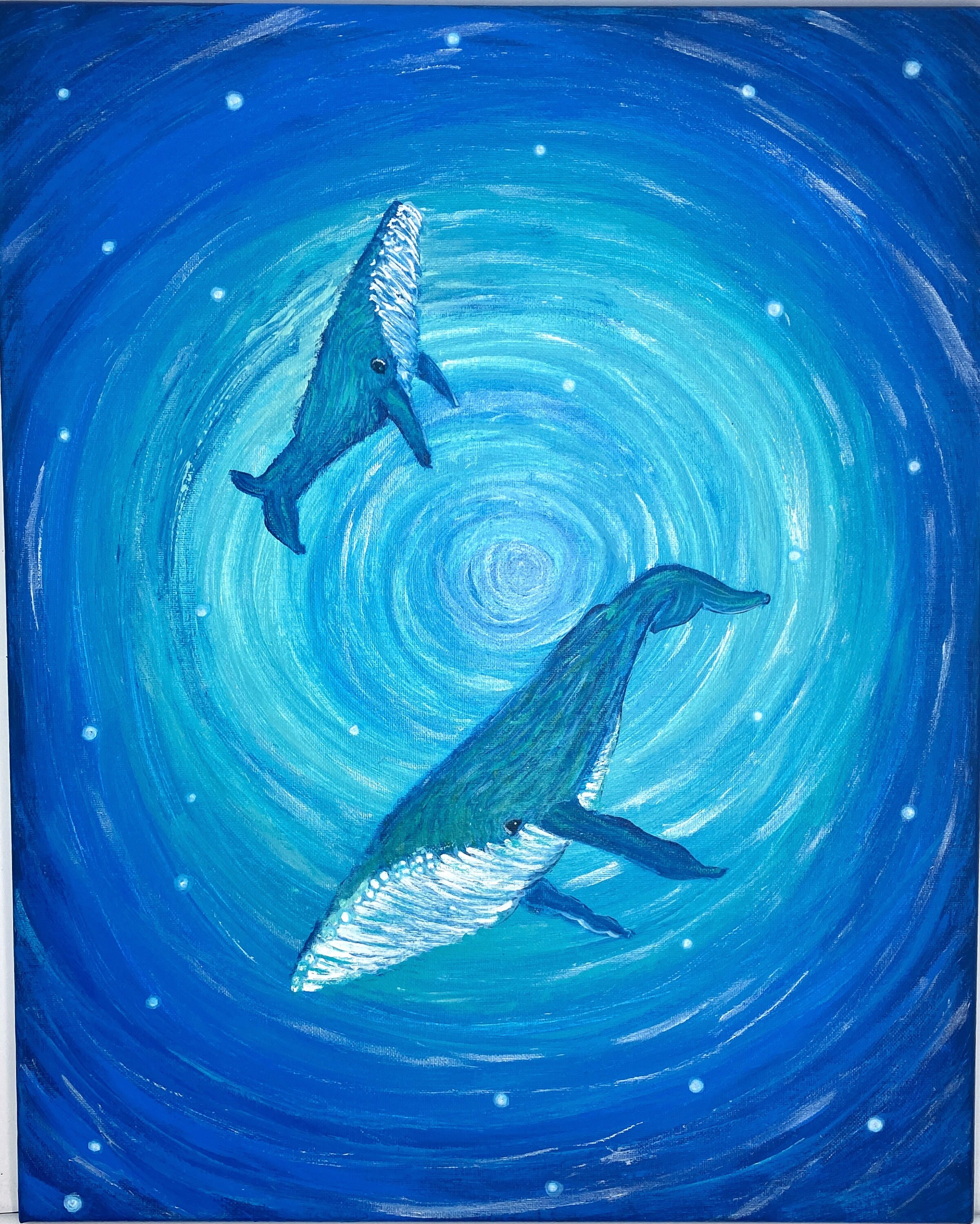 Whale Painting Whale Watching Humpback Whale Original Acrylic Painting Whale Wall Art Whale Art 16x20 Cotton Stretched Canvas