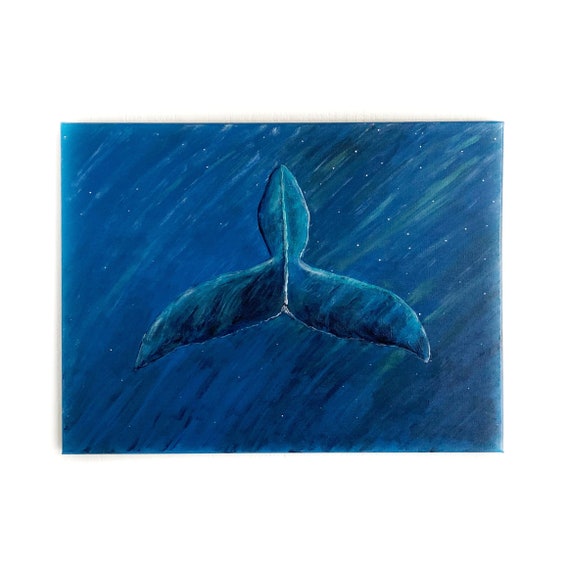 Whimsical Whale Original Painting – Nautical Wall Art (18x24 inch Canvas)