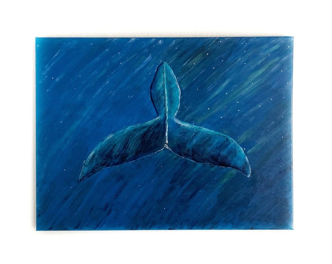 Whale Painting - Whimsical Whale Original Painting - Whale Wall Art - Whale art 18x24 inch canvas