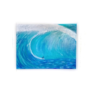 Pintura de surf - HI Surf Pintura acrílica original - Arte de pared de olas - Arte de surf lienzo de 18x24 pulgadas