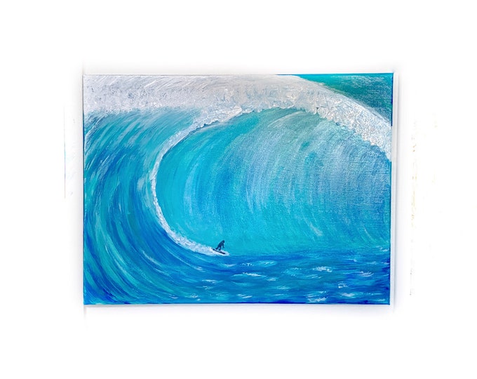 Surf Painting - HI Surf Original Acrylic Painting - Wave Wall Art - Surf Art 18x24 inch canvas