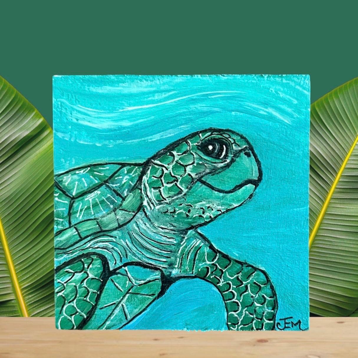 絵画　原画　ウミガメ　ハワイ　アート 動物画　現代アート　キャンバス Yahoo!オークション - ウミガメ 40×60/ホヌ/ポスター/亀 海