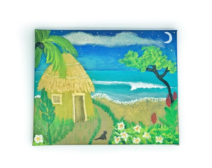 Island Life wall art - Maui original painting  - Surf Art - Maui Scenic north shore acrylic painting on 8” x 10” canvas