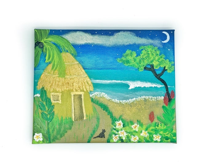 Island Life wall art - Maui original painting  - Surf Art - Maui Scenic north shore acrylic painting on 8” x 10” canvas