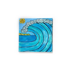 Arte de surf en Maui: Pintura original de olas sobre lienzo (40,6 x 40,6 cm)