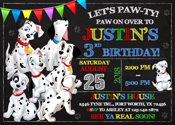 101 Dalmatians Invitation 101 Dalmatianss Birthday 101 Etsy