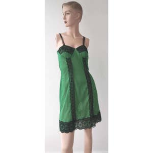 50 's New Antique Black Lace Green Slip Dress Slip Dress - Etsy