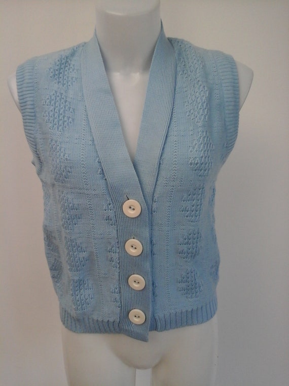 vintage from the 70s cardigan sleeveless vest big… - image 1