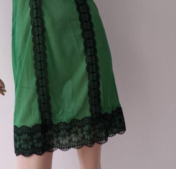 50 's new antique Black Lace green slip dress sli… - image 4