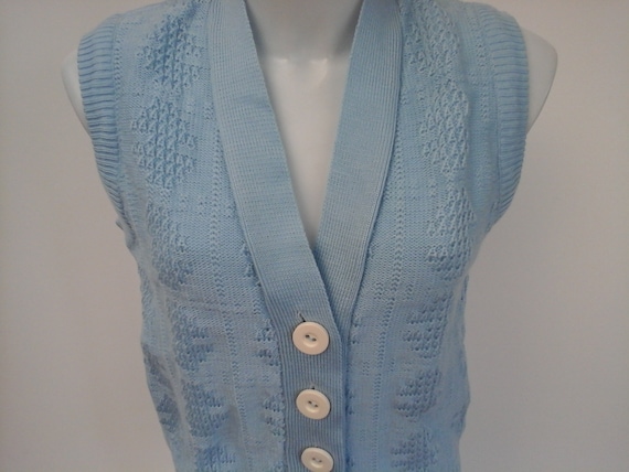 vintage from the 70s cardigan sleeveless vest big… - image 2