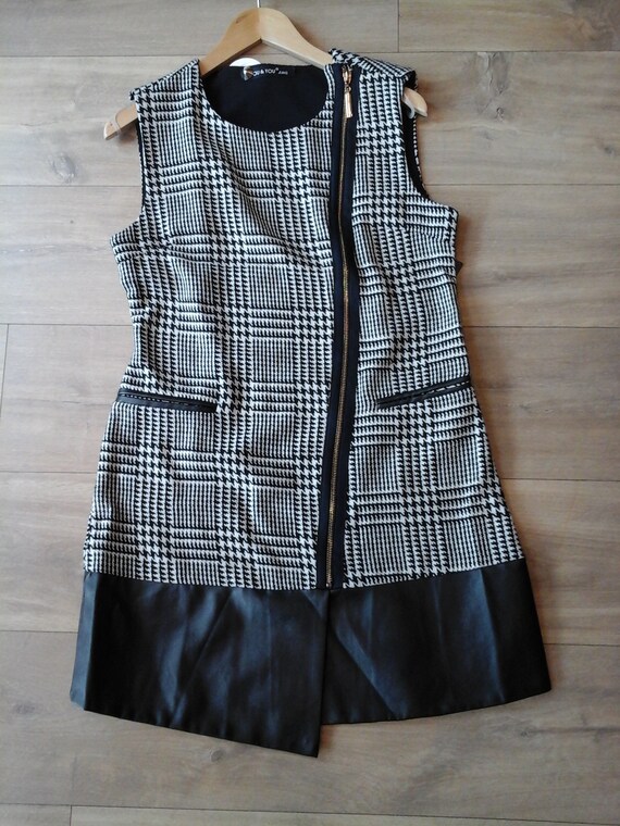 black and white checkered pinafore