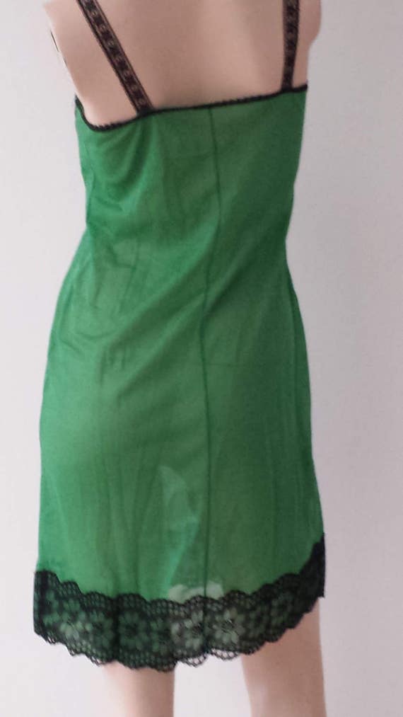 50 's new antique Black Lace green slip dress sli… - image 3