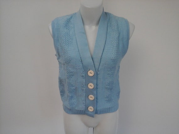 vintage from the 70s cardigan sleeveless vest big… - image 3