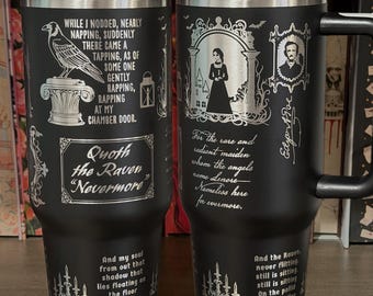 The Raven by Edgar Allan Poe Laser Engraved Stainless Steel Tumbler