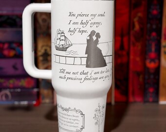 Jane Austen's Persuasion Engraved Stanley Tumbler with Literary Quotes and Nautical Details