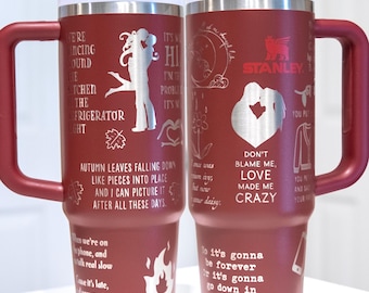 Laser Engraved Stanley Tumbler: Pop Music Lyrics, Folklore, Lover, Eras