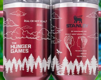 Laser-Engraved District Games Stanley Tumbler: Bookish Gift; Inspired by Katniss and Peeta