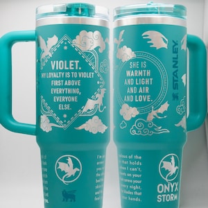Onyx Dragon Military Academy Book Laser-Engraved Stanley Tumbler l Fantasy Romance Novels I Romantasy Bookish Gifts | Flame
