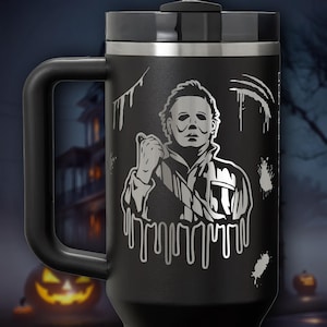 Halloween Michael Myers Design for Laser-Engraved Stanley Tumbler