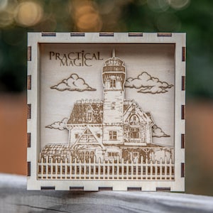 Practical Magic Wooden Shadow Box, Engraved Wood (5x5 inches)