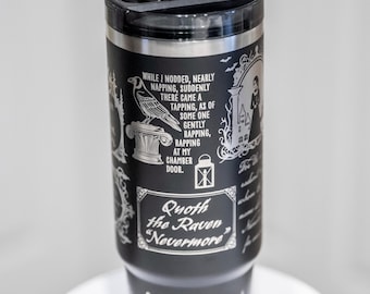 The Raven by Edgar Allan Poe Laser Engraved Stainless Steel Tumbler