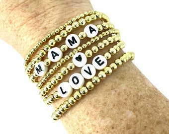 Custom Name Bracelet | Word Bracelet | Personalized Name Bracelet | Beaded Bracelet | Friendship Bracelet | Arm Stack | Gold Filled