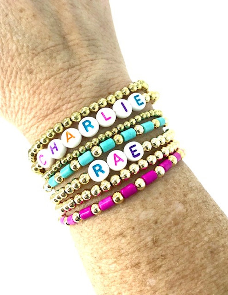 Rainbow Name Bracelet Word Bracelet Personalized Name - Etsy