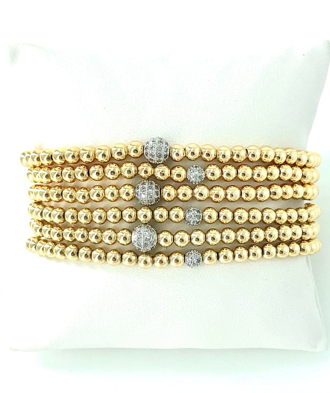 Gold Ball Bracelet Gold Beaded Bracelet Stacking Bracelet Etsy