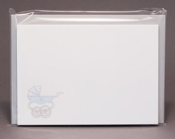 Baby Blue Pram Birth Announcement Cards - Pack of 10 Note Cards