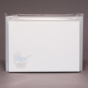 Geboortekaartjes voor baby blauwe kinderwagen - 10 notitiekaarten