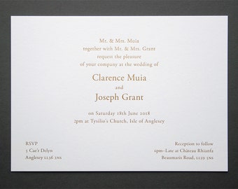 Clarence Hot Foil Wedding Invitation / Save the Date / RSVP / Wedding Stationery
