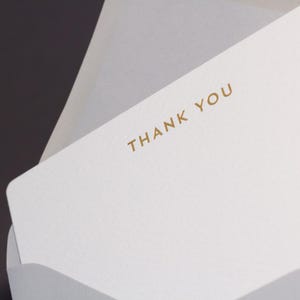 Cartes de remerciement et enveloppes dorées pour impression à chaud, coins arrondis / Lot de 10