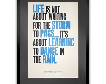 Dance in the Rain Letterpress Wood Type Print