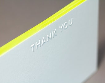 Edge Painted Embossed Thank You Note Cards - Set of 10