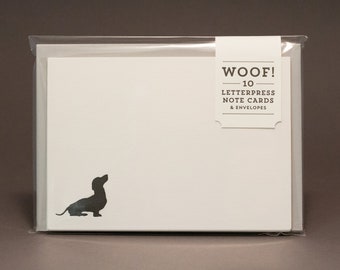 Dachshund Dog Letterpress Note Cards