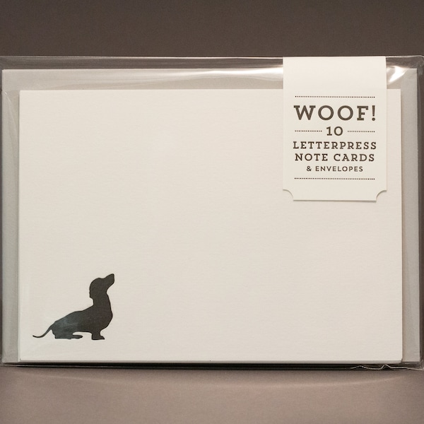 Dachshund Dog Letterpress Note Cards