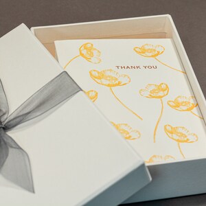 Buttercup Letterpress Thank You Cards - Gift Set / 12 Thank You Note ...
