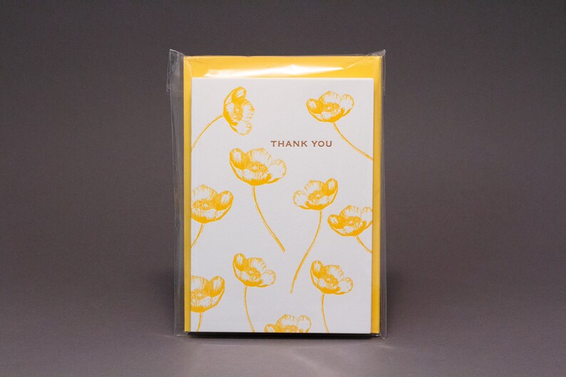 Buttercup Letterpress Thank You Cards - Set of 6 / Thank You Note Cards ...