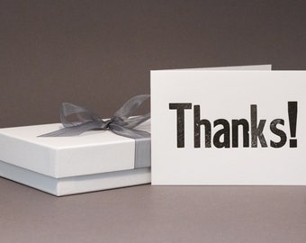 Thanks! Letterpress Vintage Wood Block Thank You Cards - Gift Set of 12