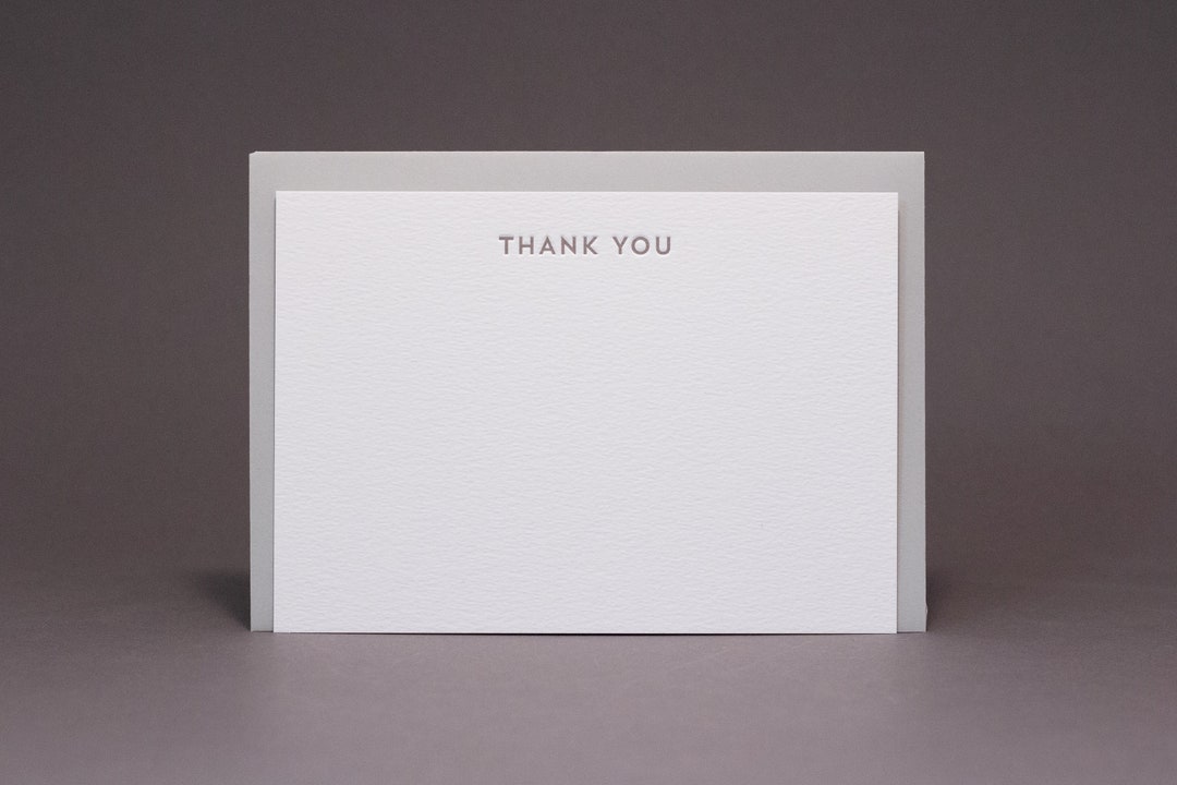 Letterpress Thank You Notecards & Envelopes Pack of 10 Etsy