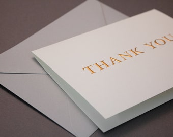 Embossed Gold Hot Foil Thank You Notecards - Pack of 6