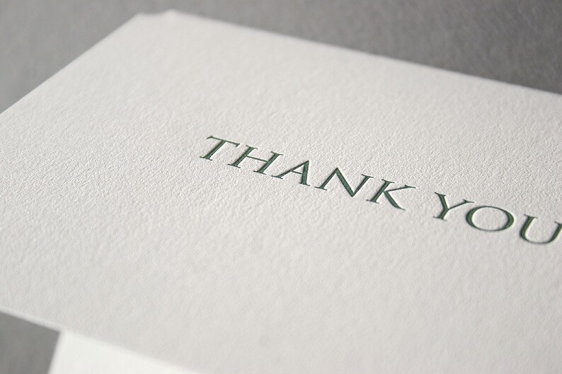 Trajan Letterpress Thank You Cards Set of 6 Etsy