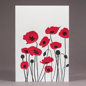 Cartões de agradecimento tipográfico Poppies - Conjunto de 6 / Cartões de agradecimento