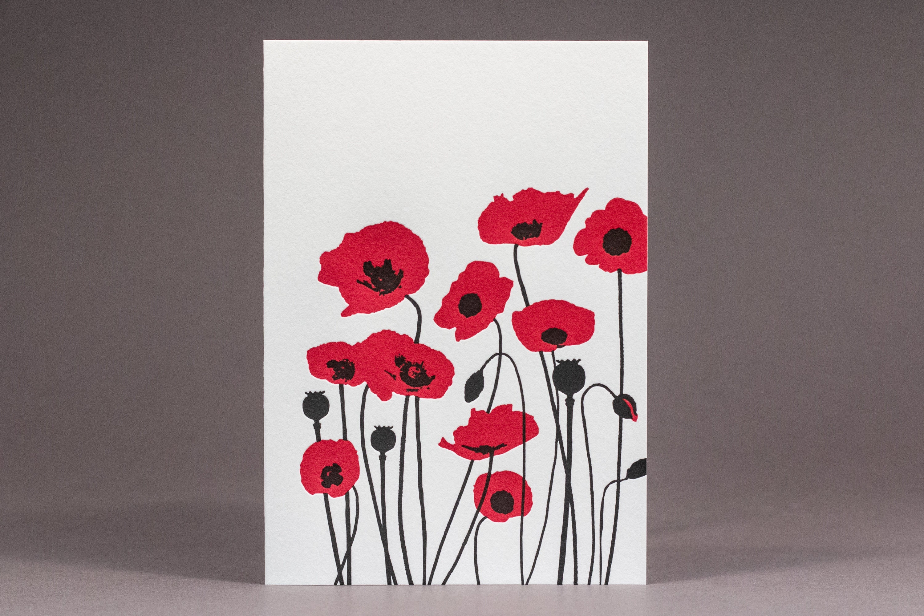 Poppies Letterpress Thank You Cards - Set of 6 / Thank You Note Cards