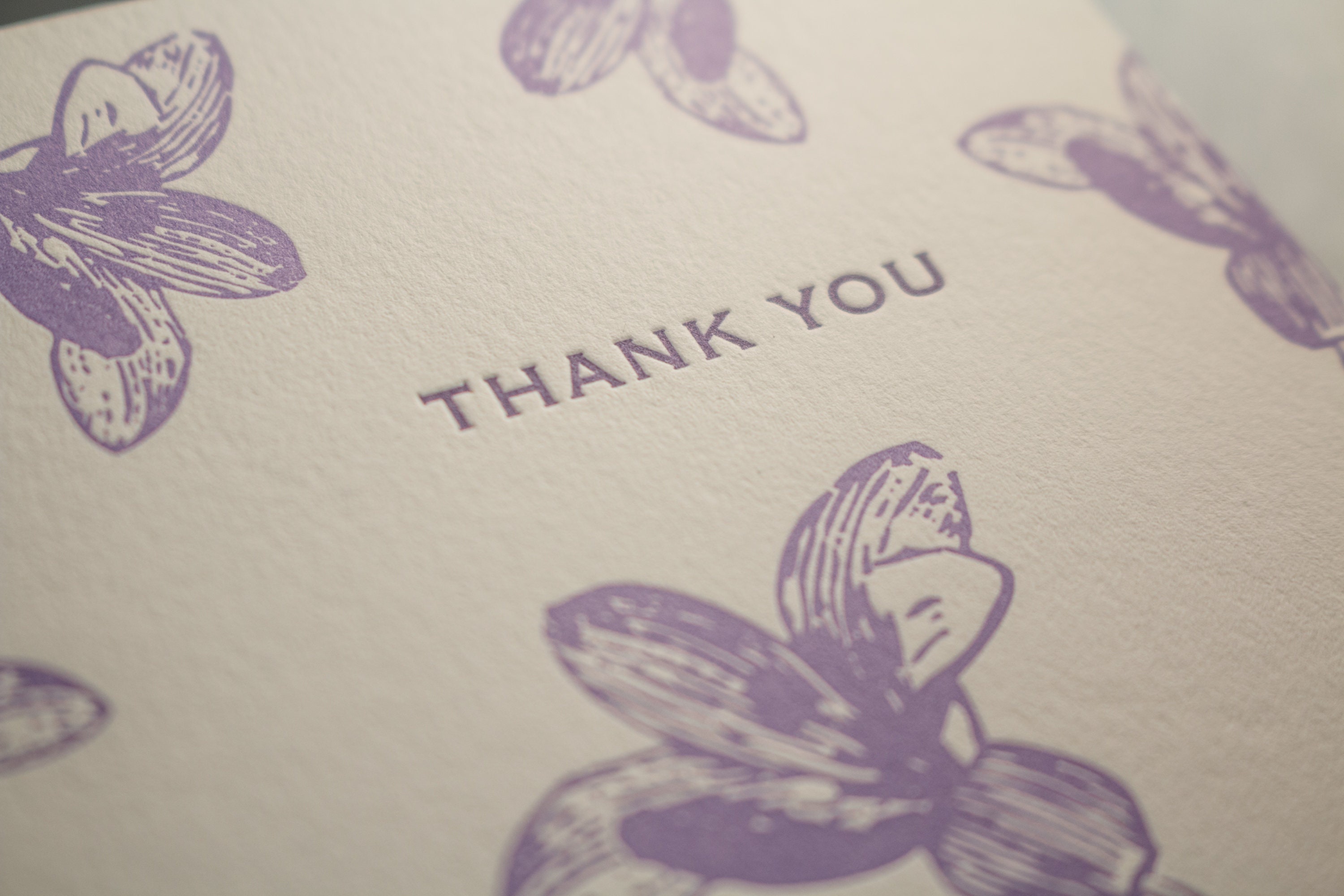 Lilac Flowers Letterpress Thank You Cards Gift Set - Set of 12 - Etsy UK