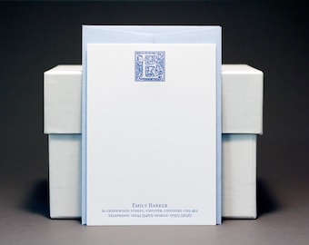 Cartões de Correspondência/Cartões de Anotações Personalizados com Iniciais Goudy em Impressão Tipográfica