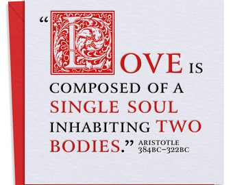 Aristotle Love Quote Letterpress Love Card