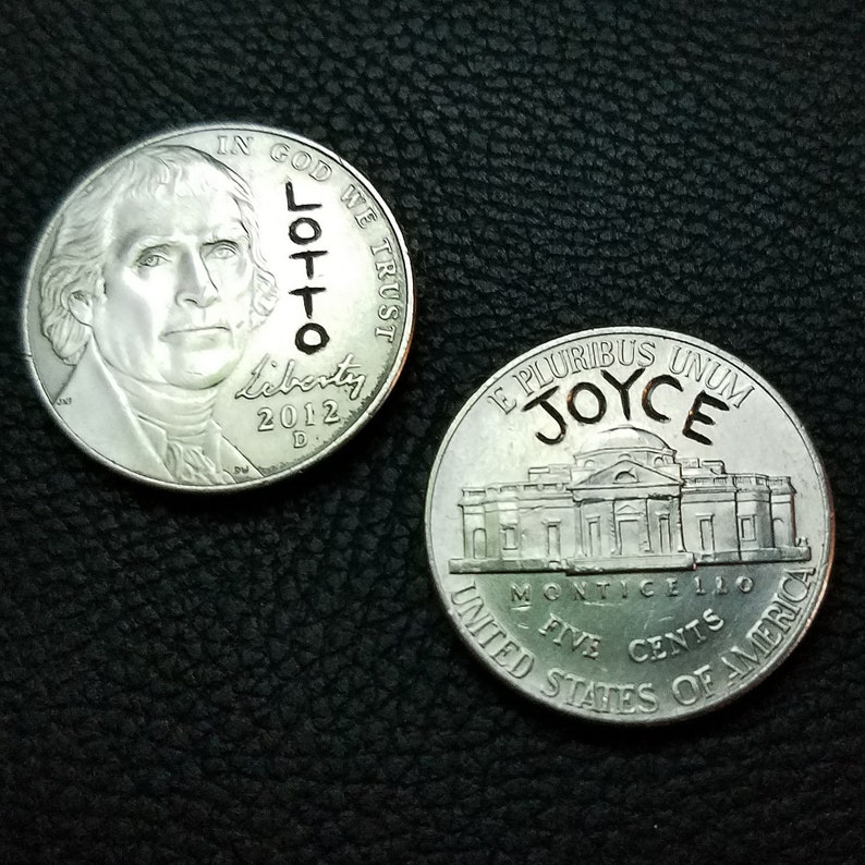 Custom Lucky Lotto Scratcher Coin Personalized Hand Carved Etsy